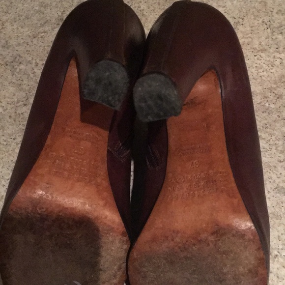 MAISON MARTIN MARGIELLA real leather made in Italy brown peep toe bootie… - Picture 7 of 11